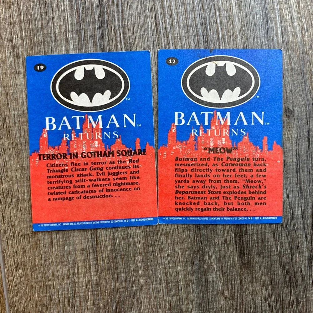 Vintage 1992 Topps Batman Returns Trading Cards Lot of 4 Catwoman Shreck